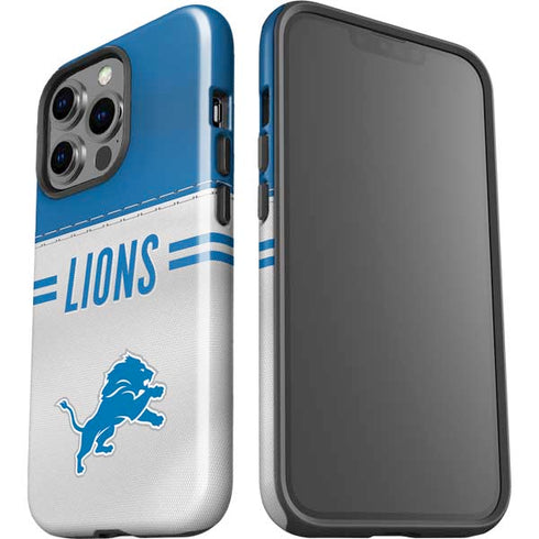 NFL Detroit Lions White Striped iPhone 15 Pro Impact Case